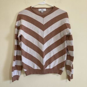 Magaschoni Brown & White Chevron Sweater